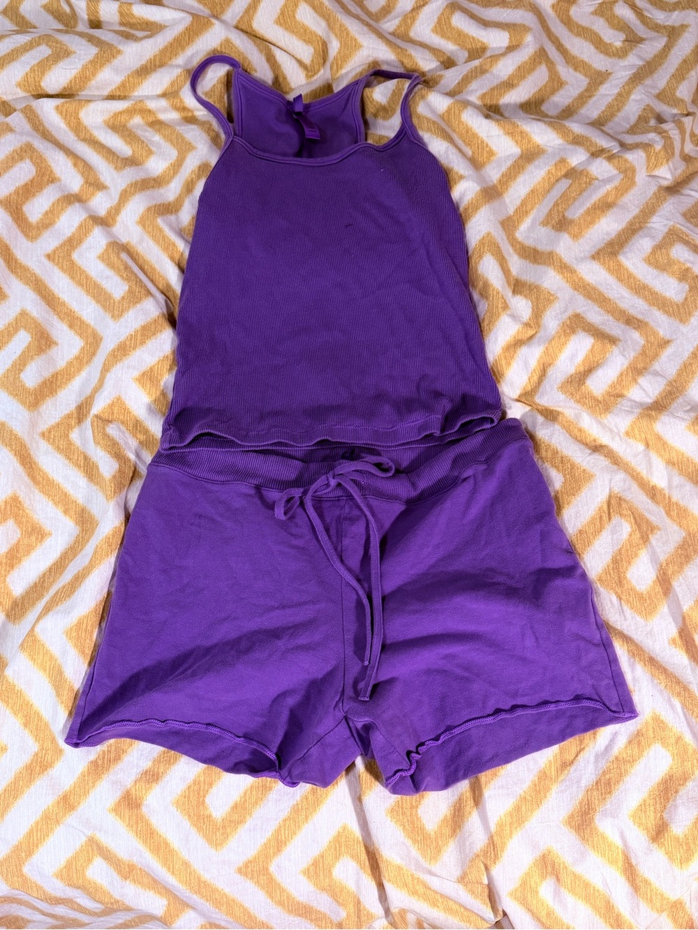 SKIMS Ultra Violet Cotton Rib Cami and Jersey Shorts Large - Picture 4 of 7